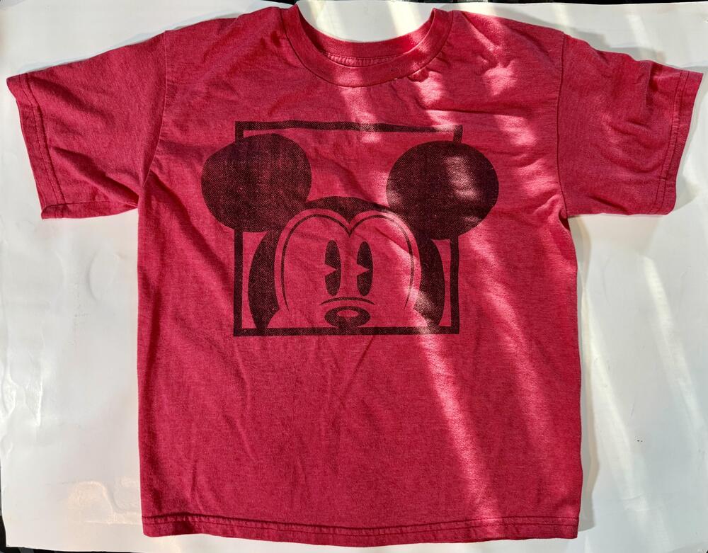 Disney Mickey Mouse Shirt Youth Medium Red Box Face Graphic Tee T-Shirt